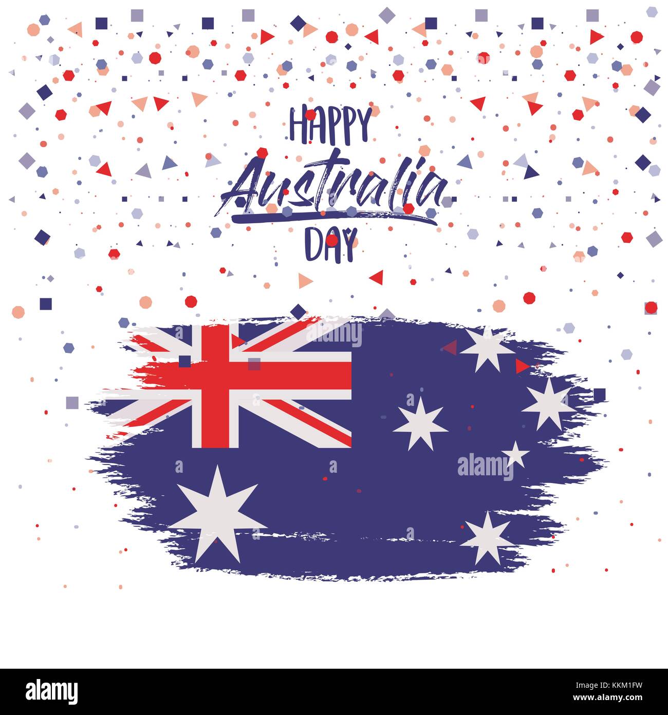 happy australia day flag poster with colorful confetti background Stock ...
