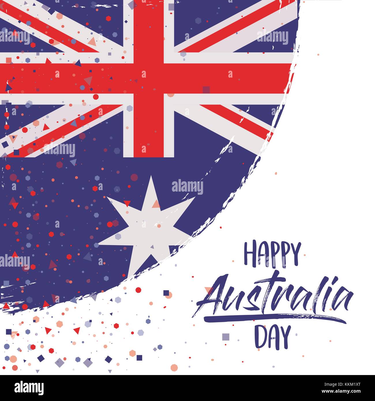 happy australia day poster with australian flag rounded brush strokes
