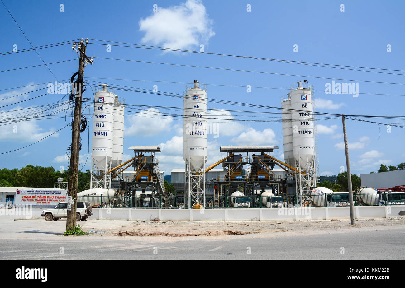 Phu Quoc, Vietnam - May 11, 2016. Cement factory at Phu Quoc island, Vietnam. Phu Quoc is the largest island in Vietnam, has a total area of 574 squar Stock Photo