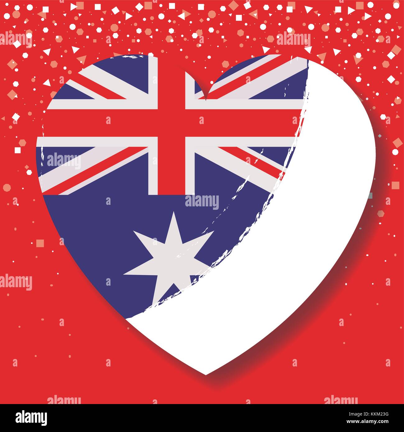 australian flag on heart in red background with confetti Stock Vector Image  & Art - Alamy