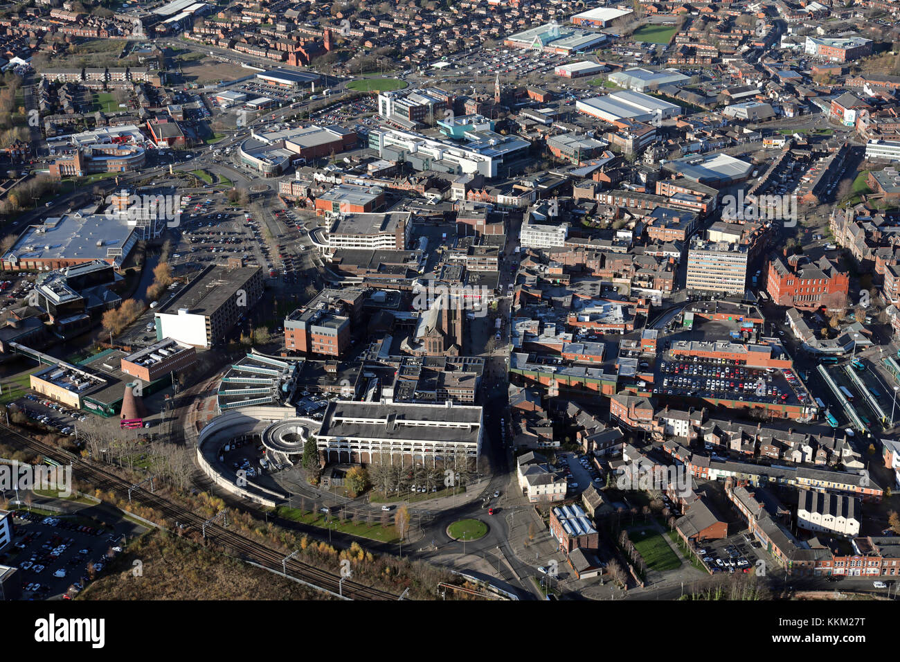 aerial view of St Helens on Merseyside, UK Stock Photo