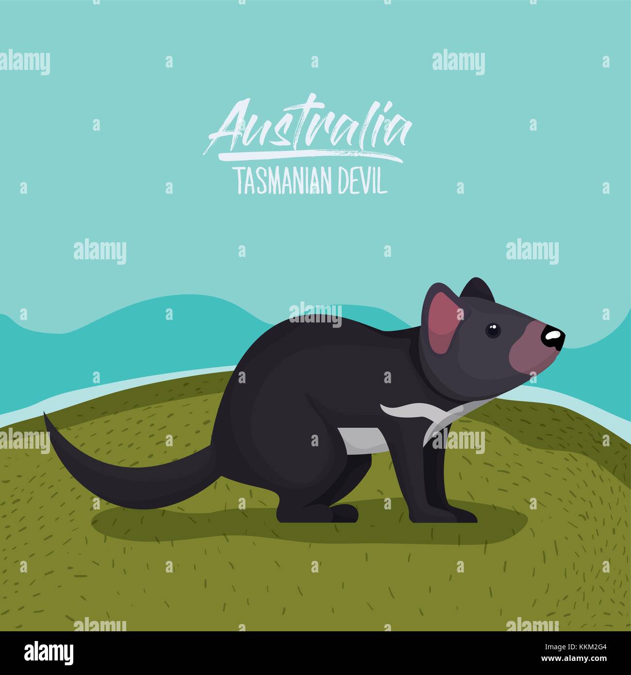 australia tasmanian devil poster with outdoor scene in colorful ...