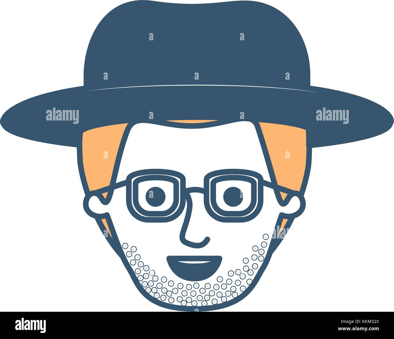 male face with hat and glasses and short hair and stubble beard in ...