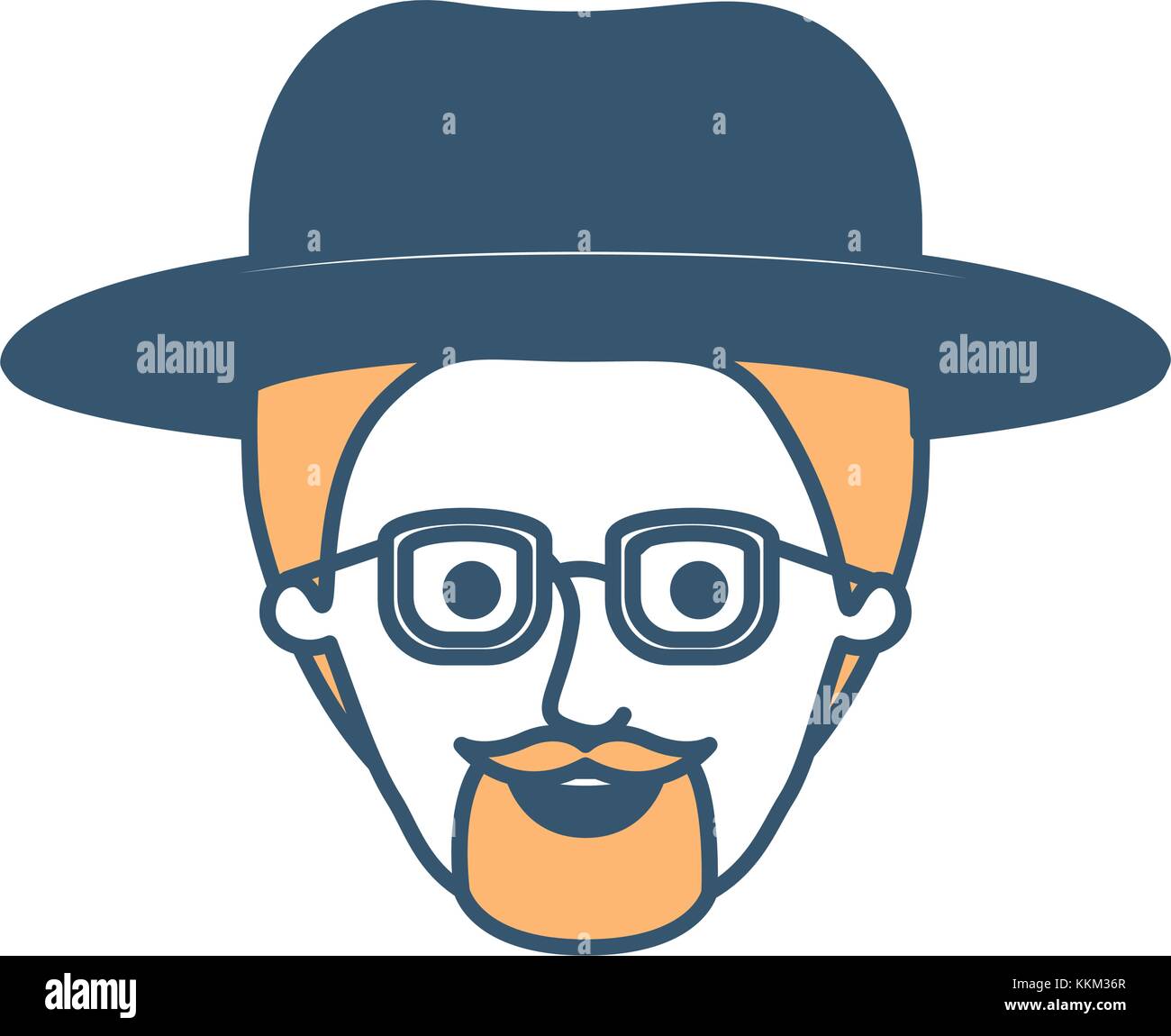 Male Face With Hat And Glasses And Short Hair And Goatee Beard In