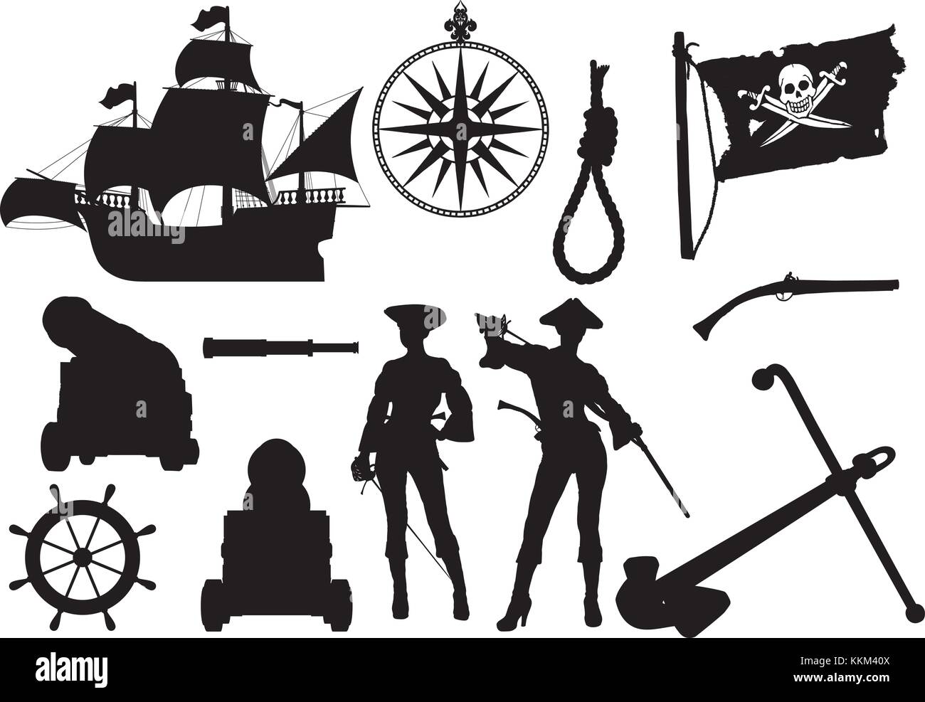 pirate silhouettes Stock Vector