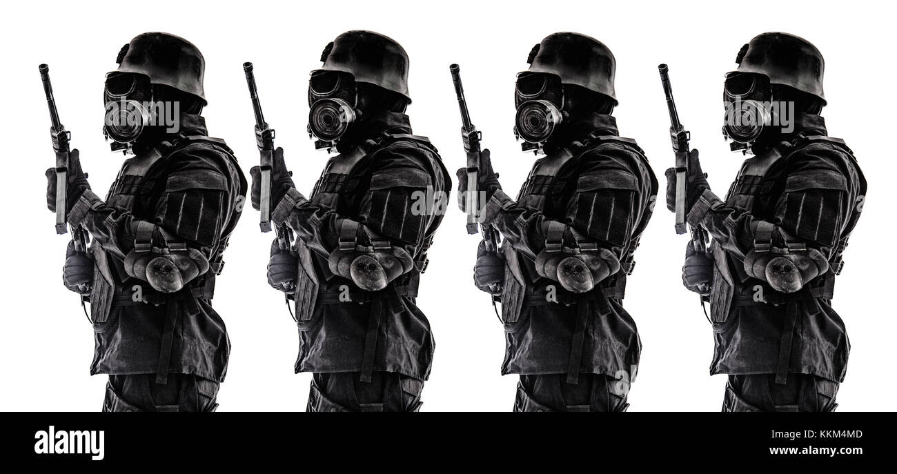 Futuristic nazi soldier sentry Stock Photo