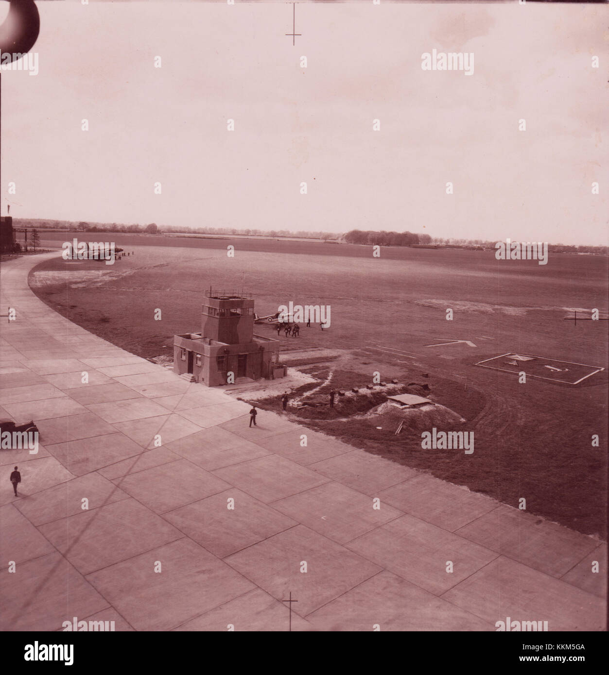 RAF Aerodrome Belfast Training Flight with bomber in background Stock Photo