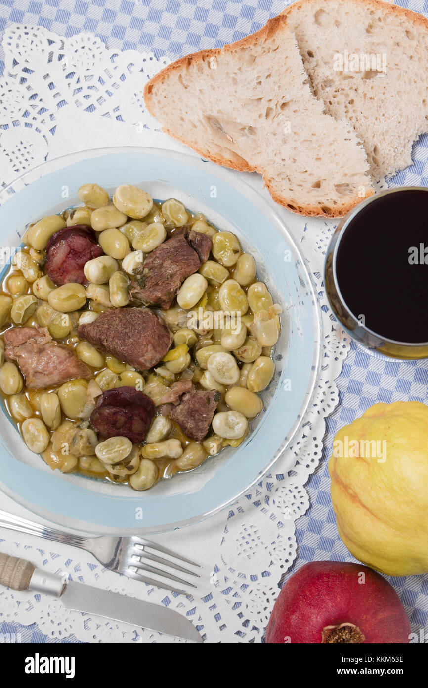 Typical Portuguese stew of Fava beans with chorizo Stock Photo Alamy