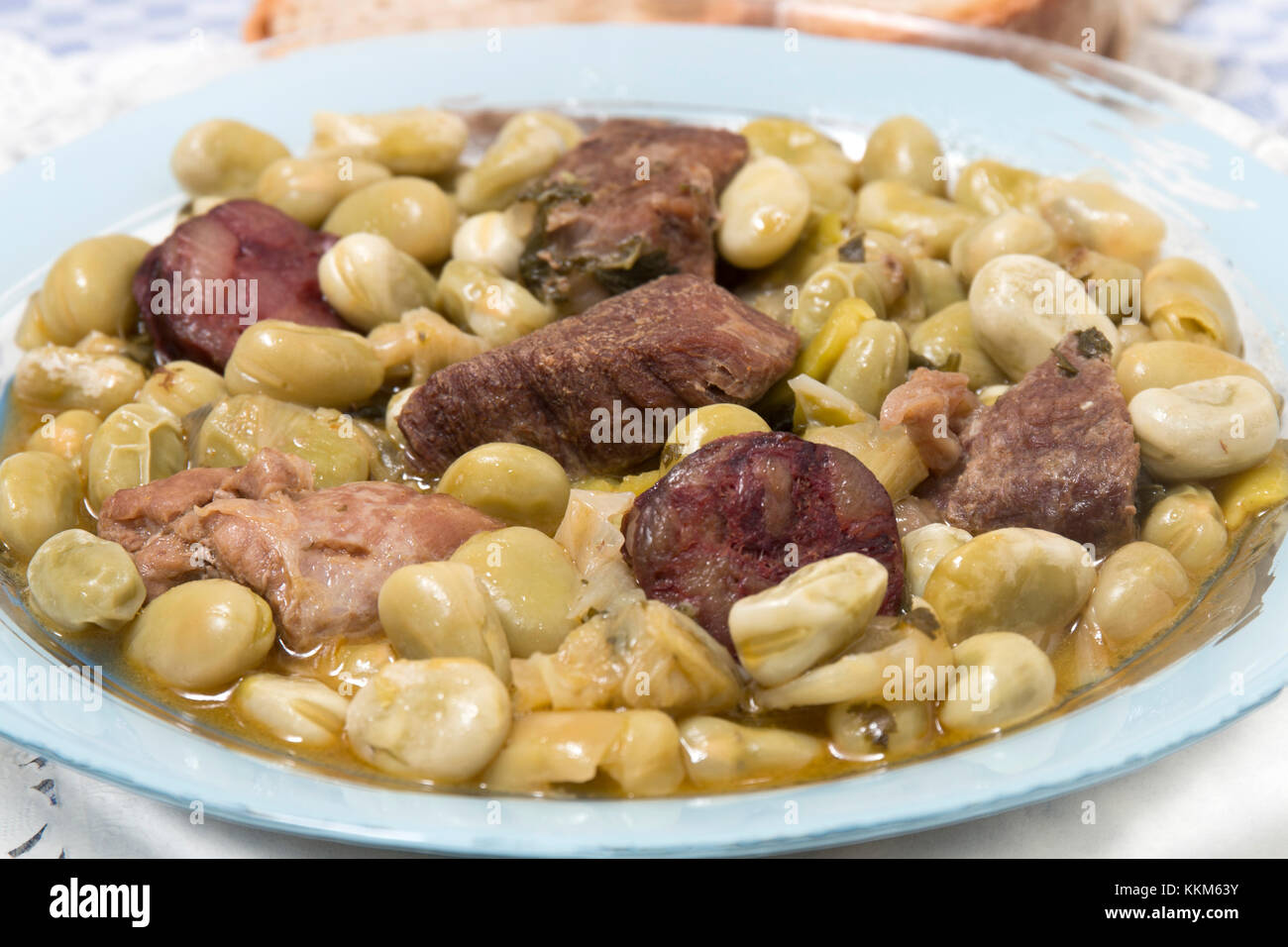 Typical Portuguese stew of Fava beans with chorizo Stock Photo Alamy