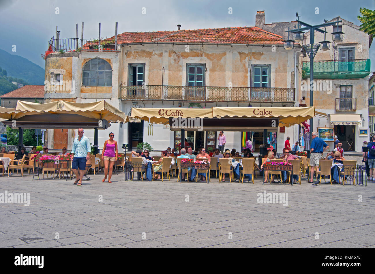 Ravello, Pavement Cafe, Amalfi Coast, Campania, Italy, Mediterranean, Europe; Stock Photo