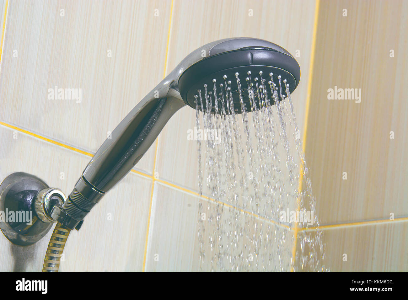 Closeup of a shower head with spraying water Stock Photo Alamy
