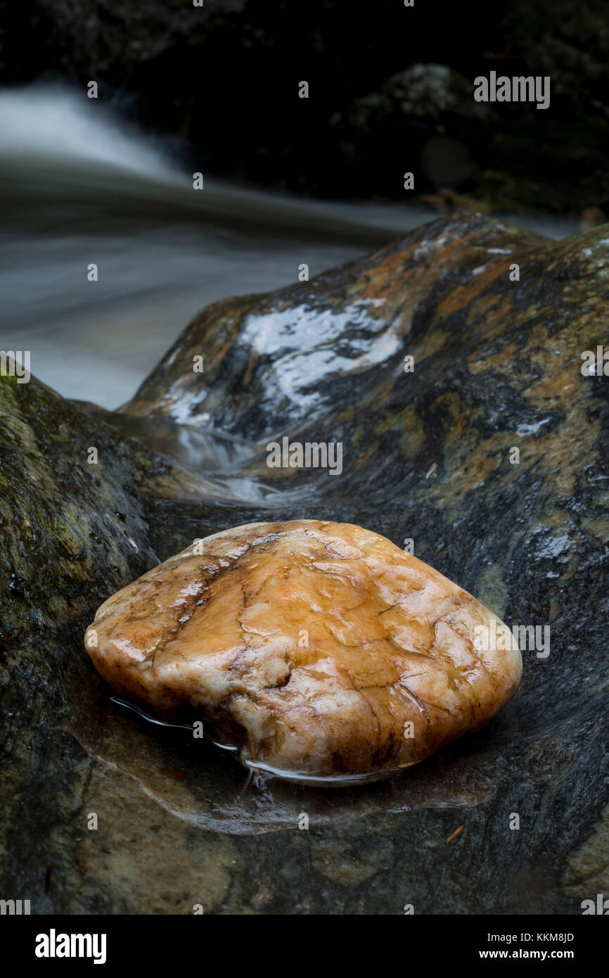 Stones in the stream course of the Schwarzer Regen, Bavarian Forest, Bavaria, Germany, Stock Photo