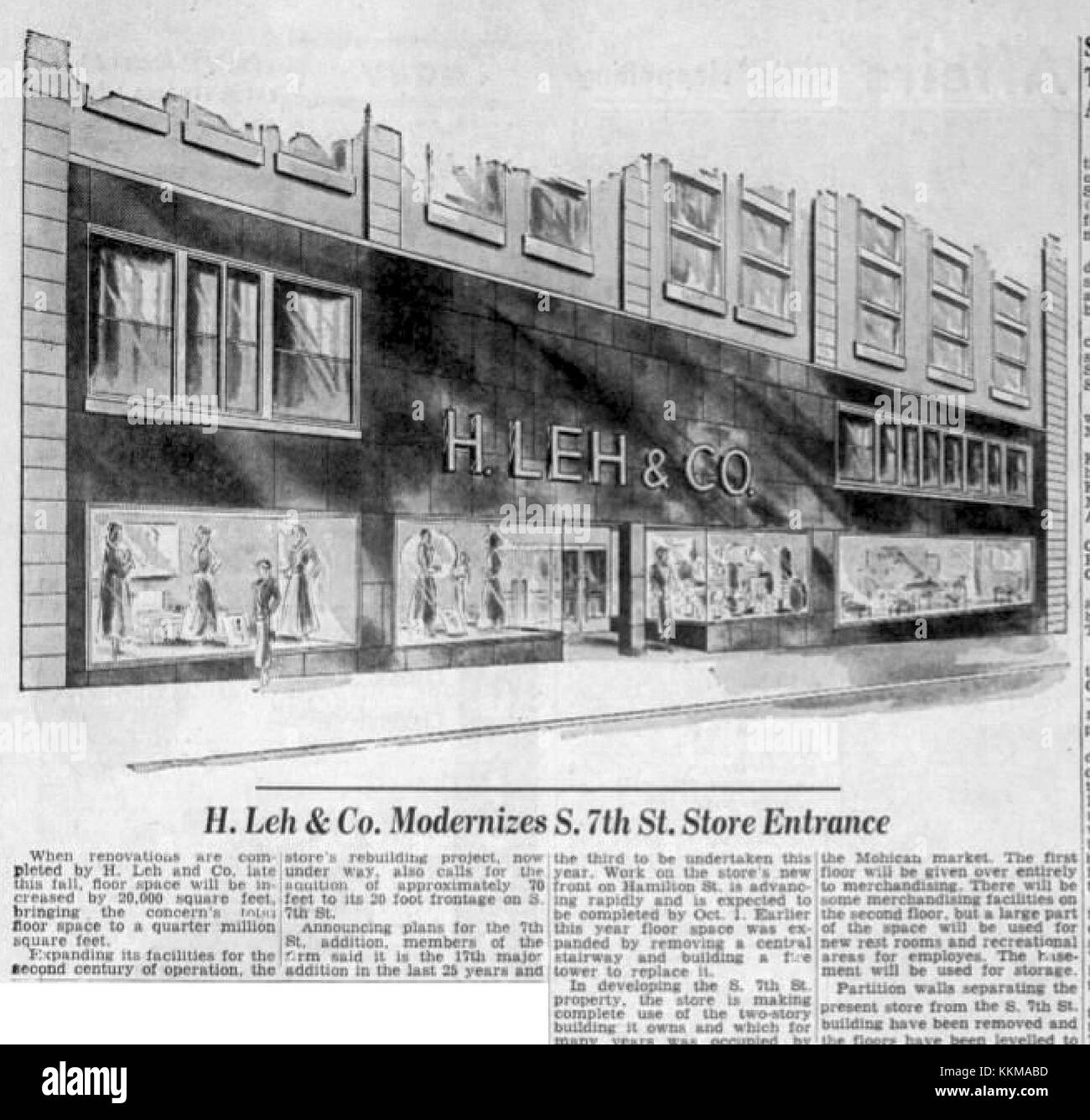 1949 - H Leh & Company Seventh Street Renovation - 25 Aug MC - Allentown PA Stock Photo