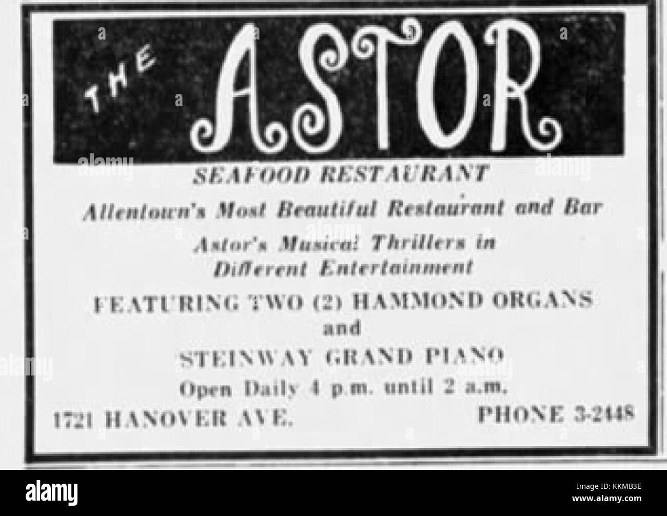 1948 Astor Restaurant 25 May MC Allentown PA Stock Photo Alamy