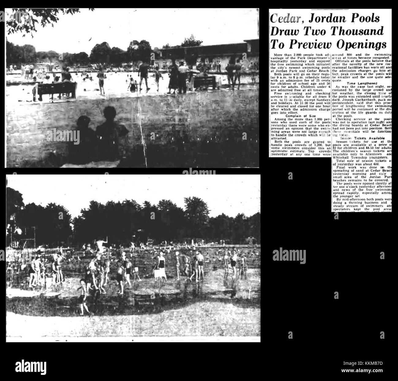 1952 Cedar Beach Jordan Park Pools ReOpening 28 Jun MC Allentown