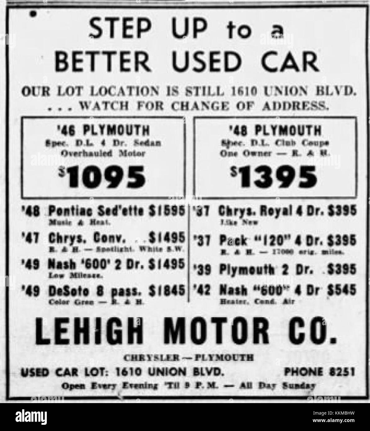 1950 Lehigh Motor Co 14 Jul MC Allentown PA Stock Photo Alamy