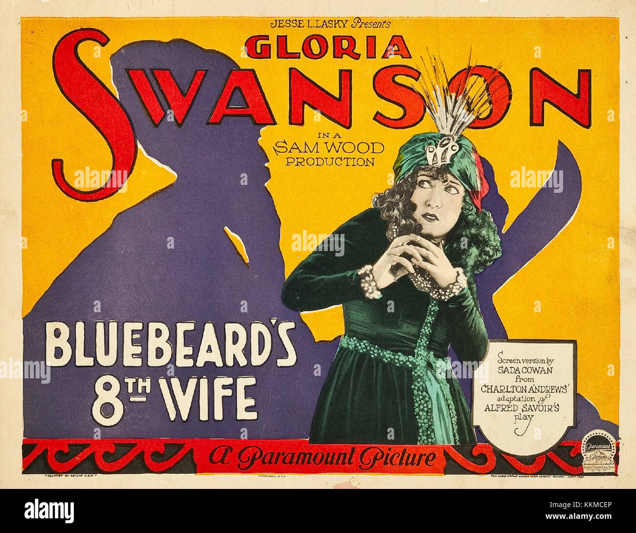 The lobby card for Bluebeard's Eighth Wife features a promotional image ...