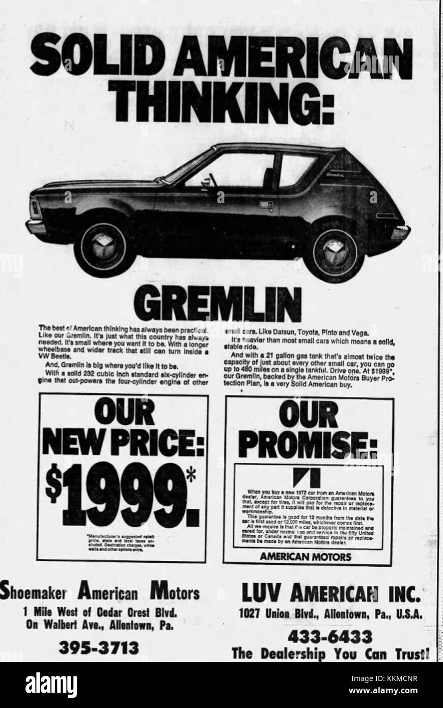 1972 Shoemaker American Motors 30 Jan MC Allentown PA Stock Photo