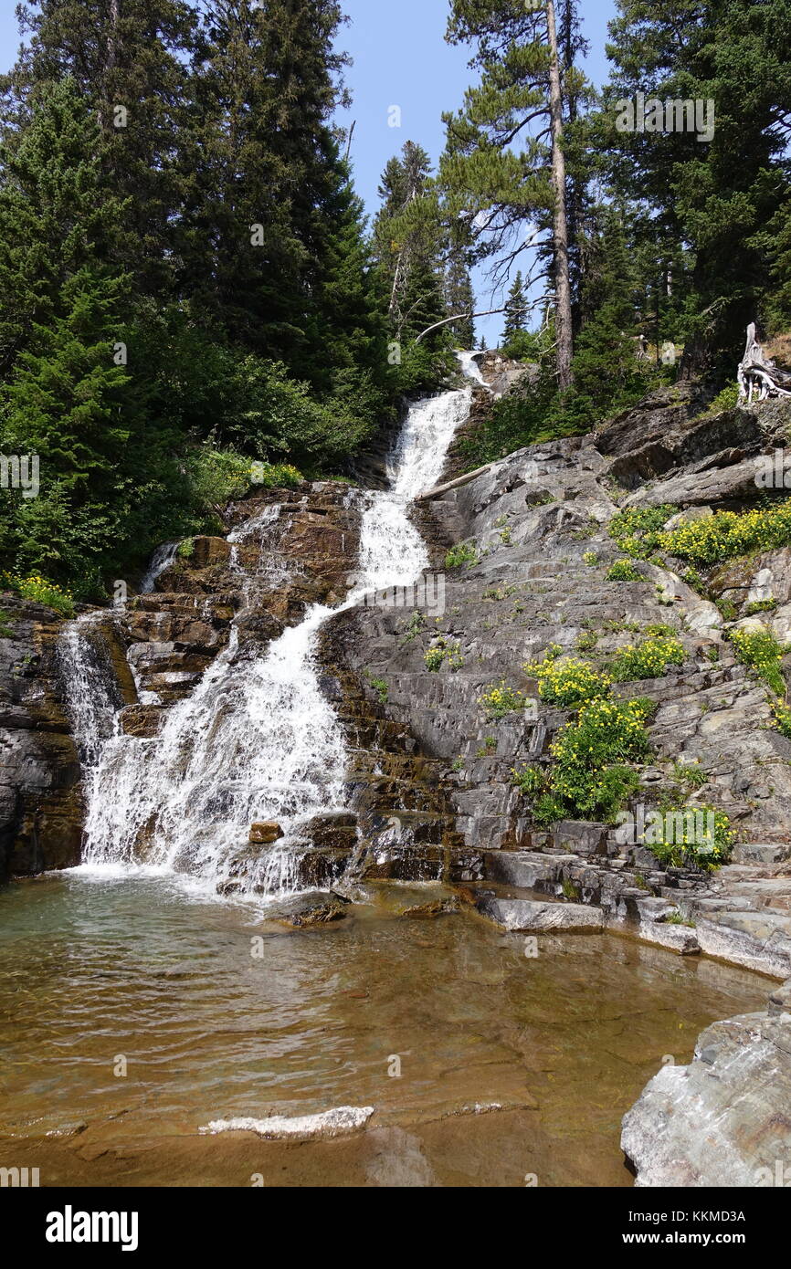 Twin Falls, Two Medicine Area, Glacier National Park Stock Photo