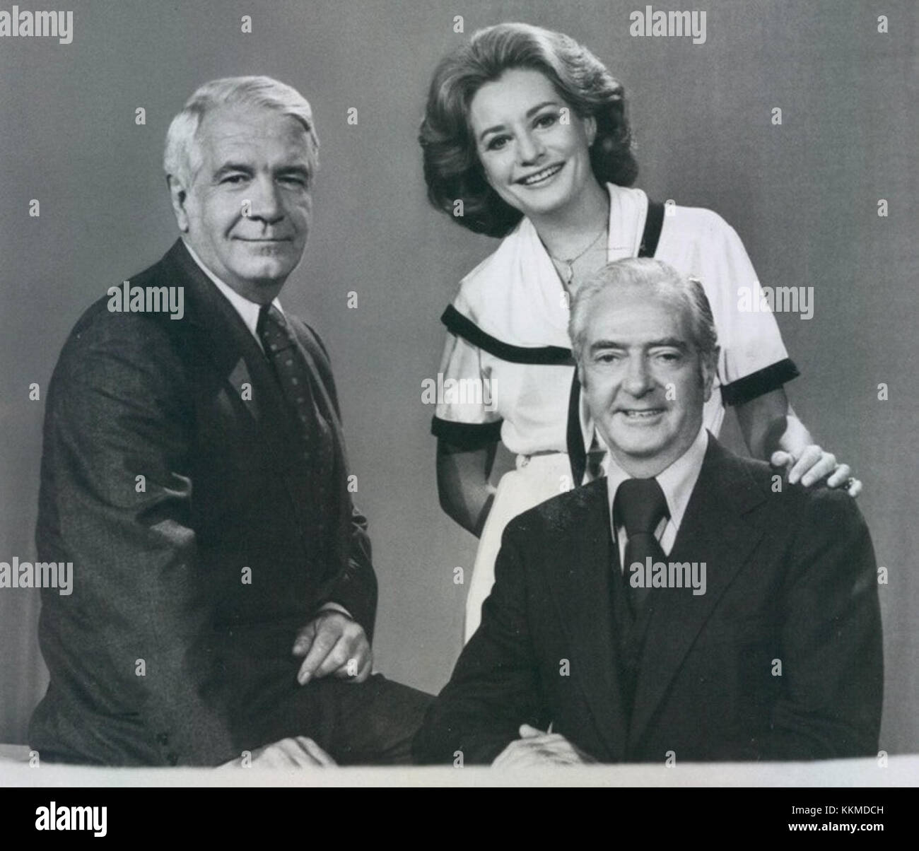 1976 ABC News Anchors Harry Reasoner, Barbara Walters, Howard K. Smith - Press Photo for the 1976 Presidental, Congressional and Gubernational elections (cropped1) Stock Photo