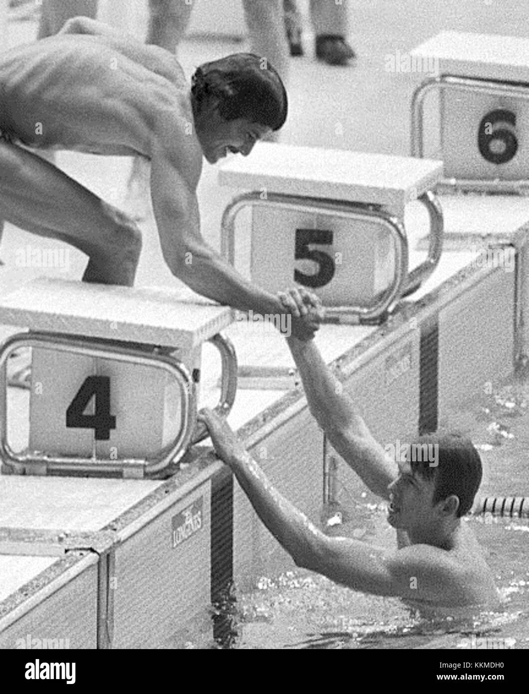This Image Captures Swimmers Mark Spitz And Jerry Heidenreich At The this-image-captures-swimmers-mark-spitz-and-jerry-heidenreich-at-the