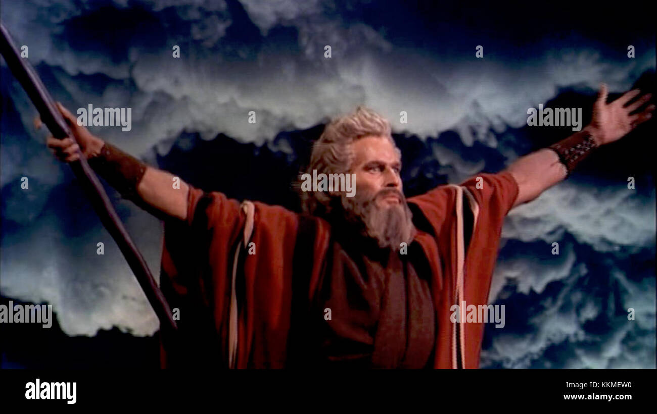 Charlton Heston in The Ten Commandments film trailer Stock Photo
