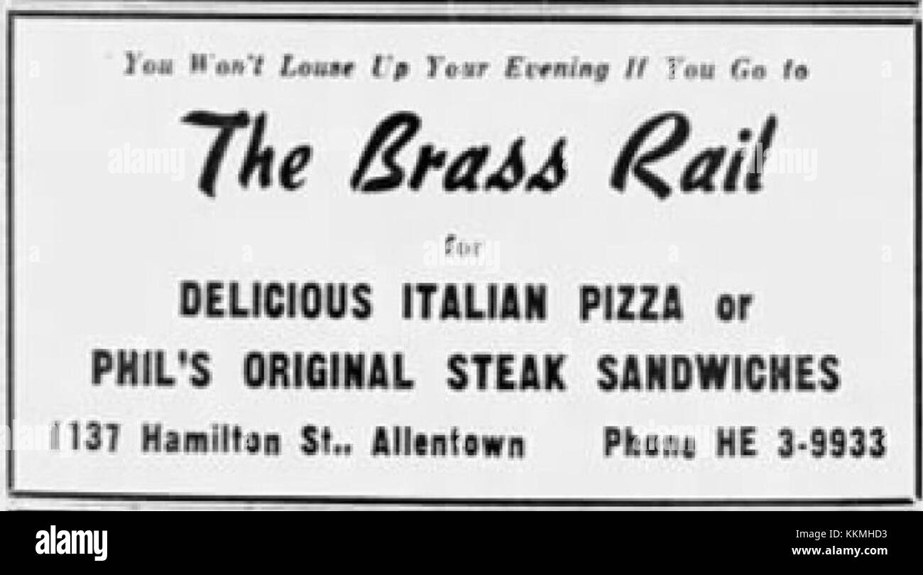 1955 - Brass Rail Restaurant - 7 May MC - Allentown PA Stock Photo