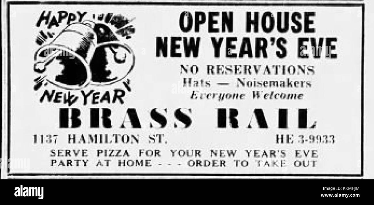 1953 - Brass Rail Restaurant - 31 Dec MC - Allentown PA Stock Photo