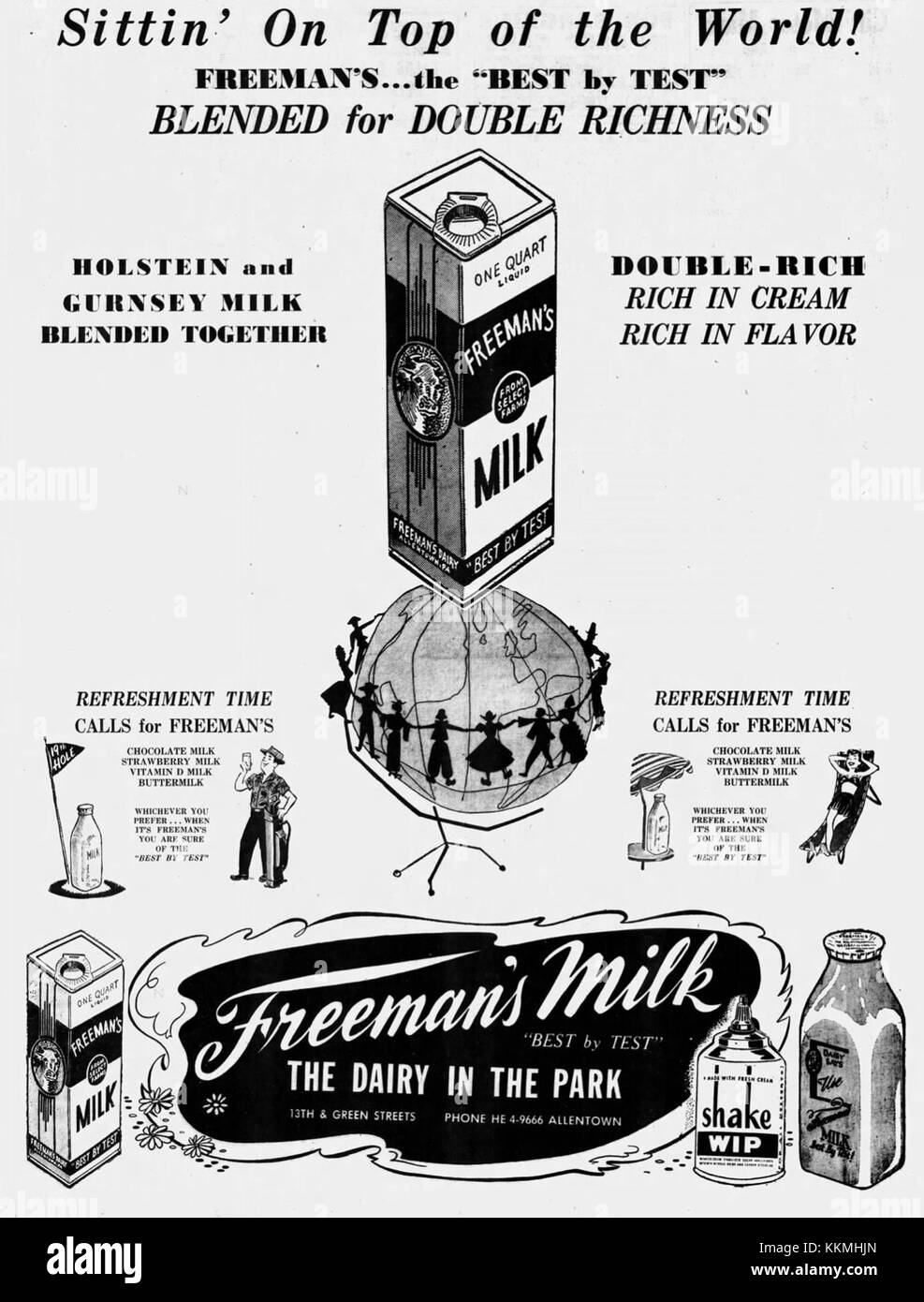1953 Freemans Dairy 21 Jun MC Allentown PA Stock Photo Alamy