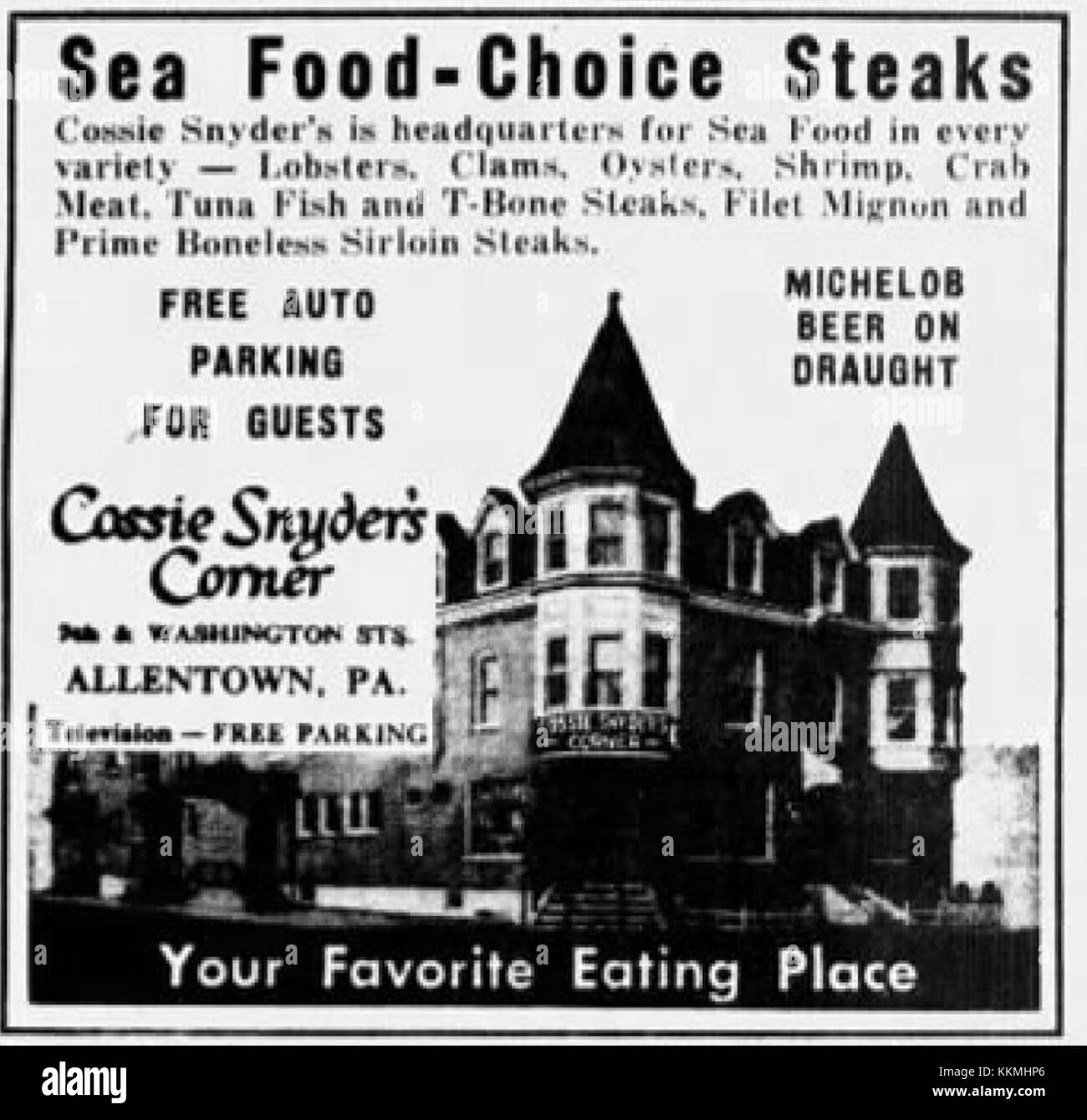 1953 - Cossie Snyders Corner - 8 Oct MC - Allentown PA Stock Photo - Alamy