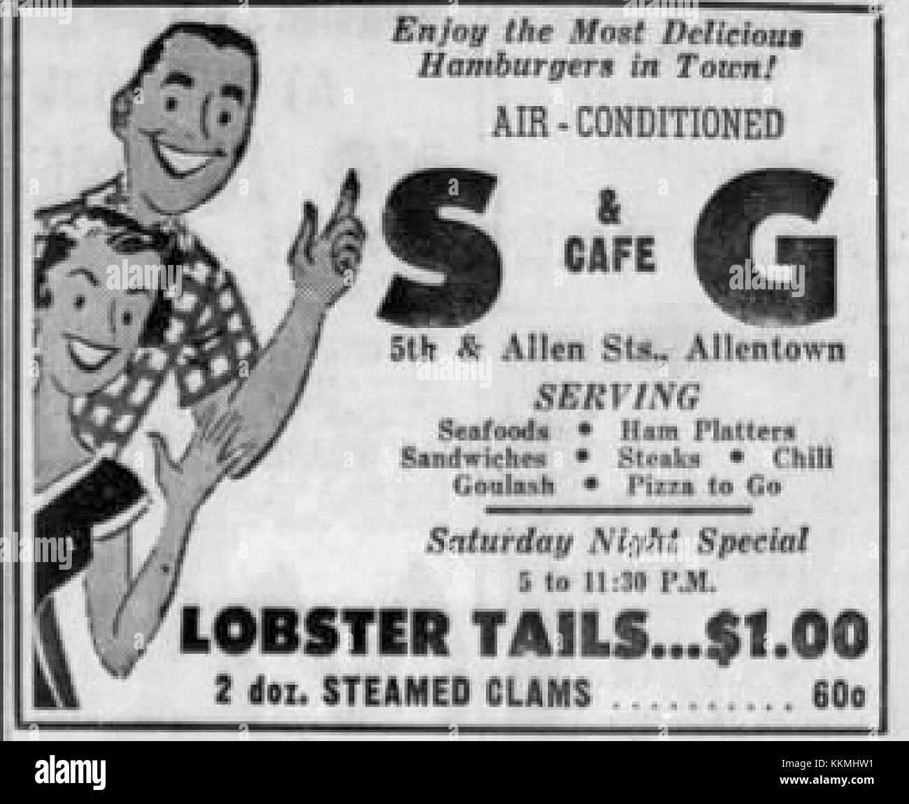 1956 - S & G Cafe - 18 Aug MC - Allentown PA Stock Photo