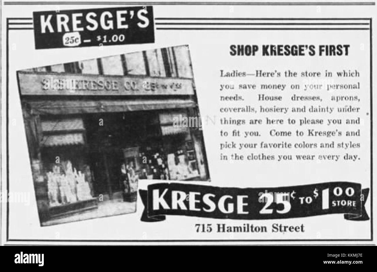 1940 - S S Kresge - 31 Jan MC - Allentown PA Stock Photo