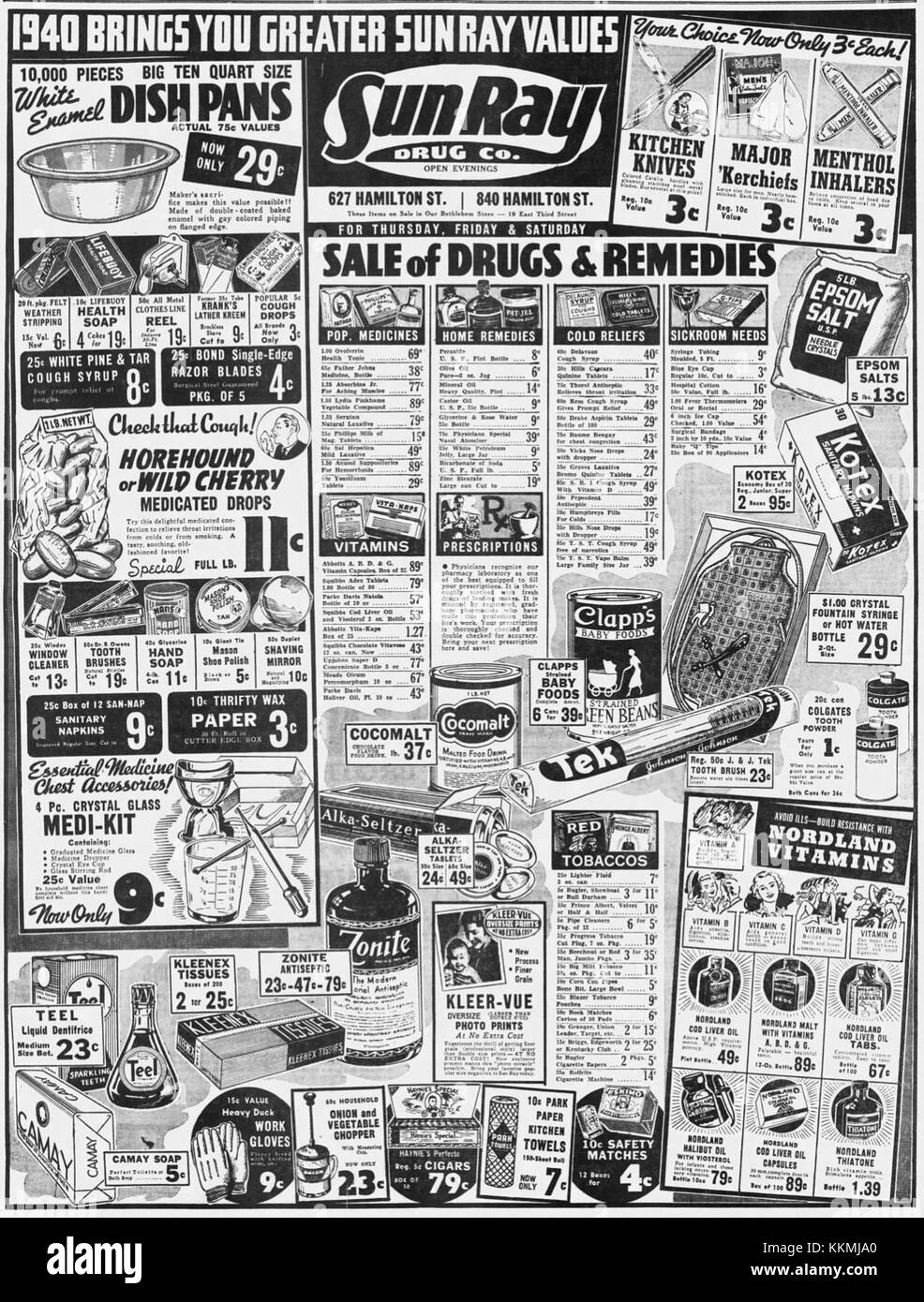 1940 SunRay Drugs 4 Jan MC Allentown PA Stock Photo Alamy