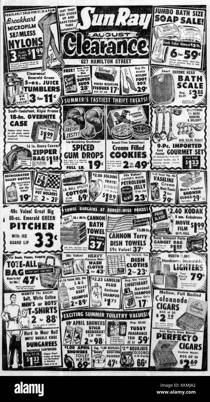 1957 SunRay Drugs 8 Aug MC Allentown PA Stock Photo Alamy