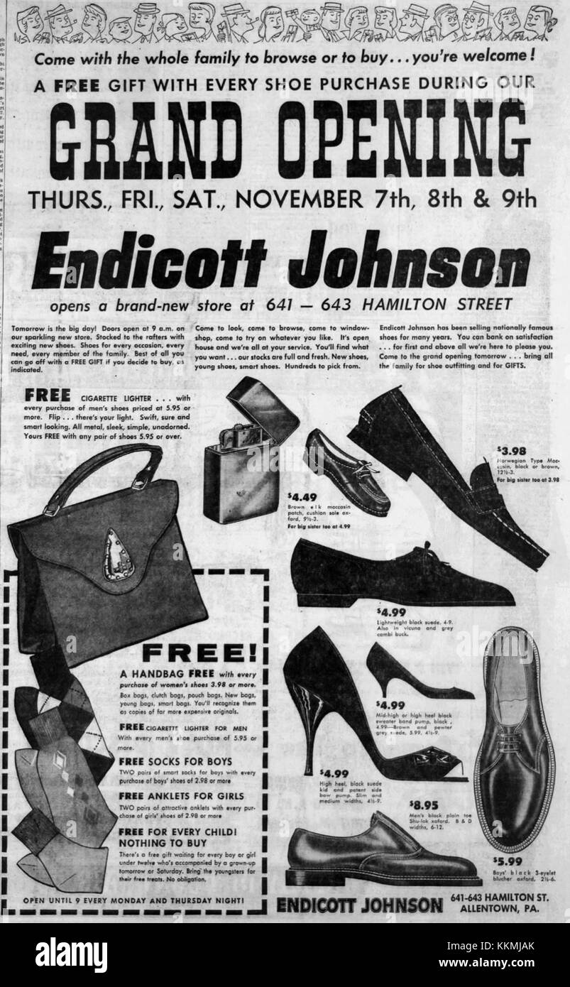 1957 EndicottJohnson Shoes 7 Nov MC Allentown PA Stock Photo Alamy