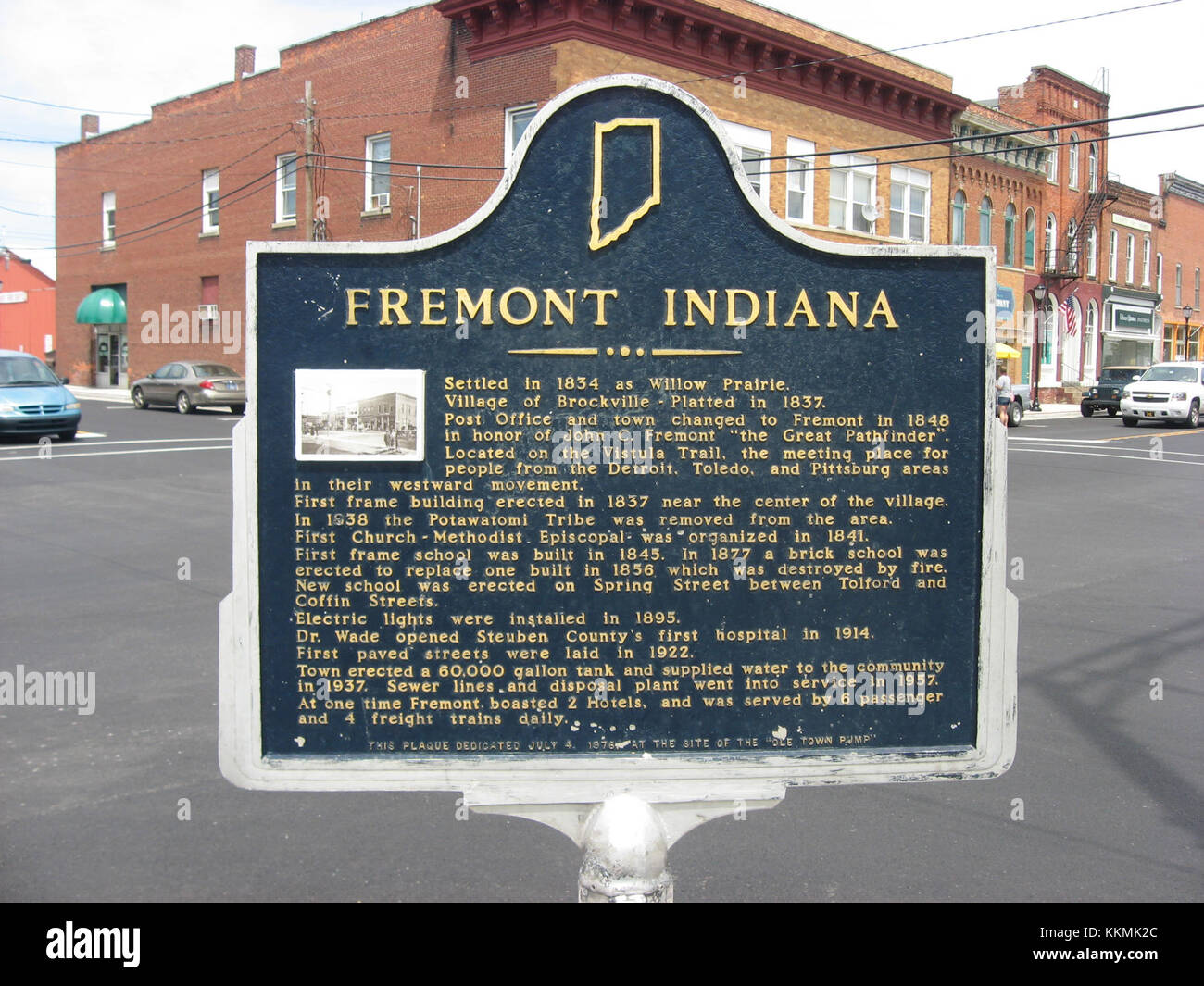 Fremont Indiana historical marker Stock Photo - Alamy