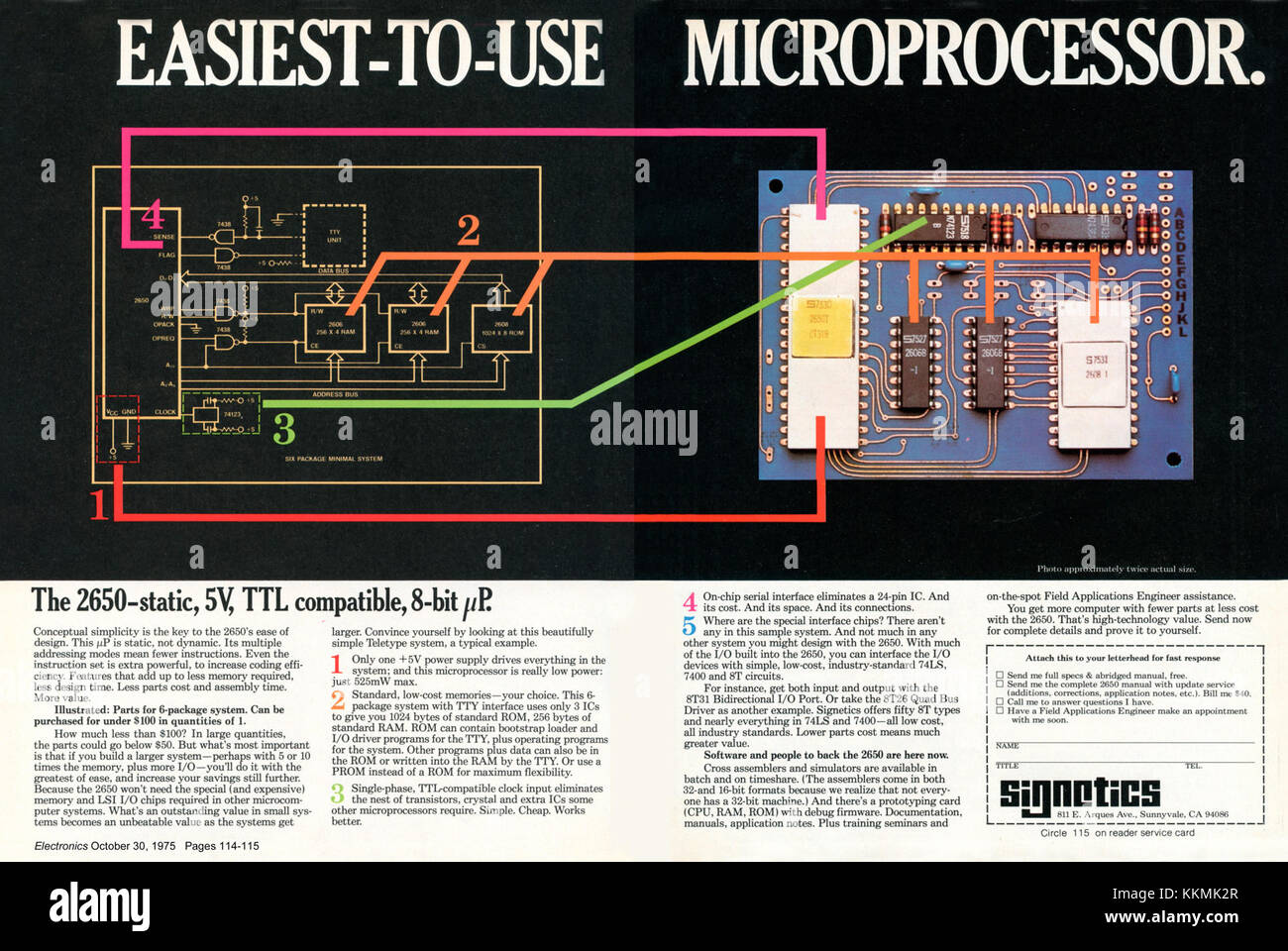 Signetics 2650 microprocessor October 1975 Stock Photo - Alamy