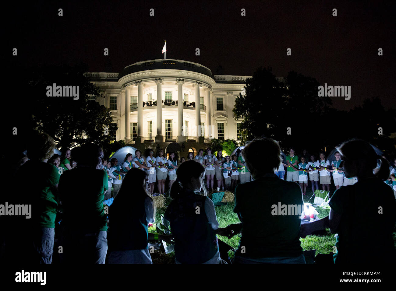 June 30, 2015 'Girl Scouts participate in the White House Campout, part of the 'Let's Move! Outside' initiative on the South Lawn of the White House.' (Official White House Photo by Amanda Lucidon) This official White House photograph is being made available only for publication by news organizations and/or for personal use printing by the subject(s) of the photograph. The photograph may not be manipulated in any way and may not be used in commercial or political materials, advertisements, emails, products, promotions that in any way suggests approval or endorsement of the President, the First Stock Photo