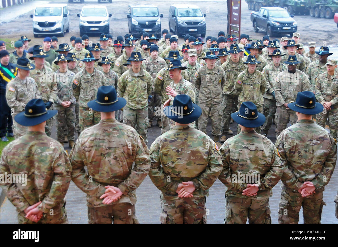Lt. Col. Scott Cheney, the Battle Group Poland commander, addresses 12 ...