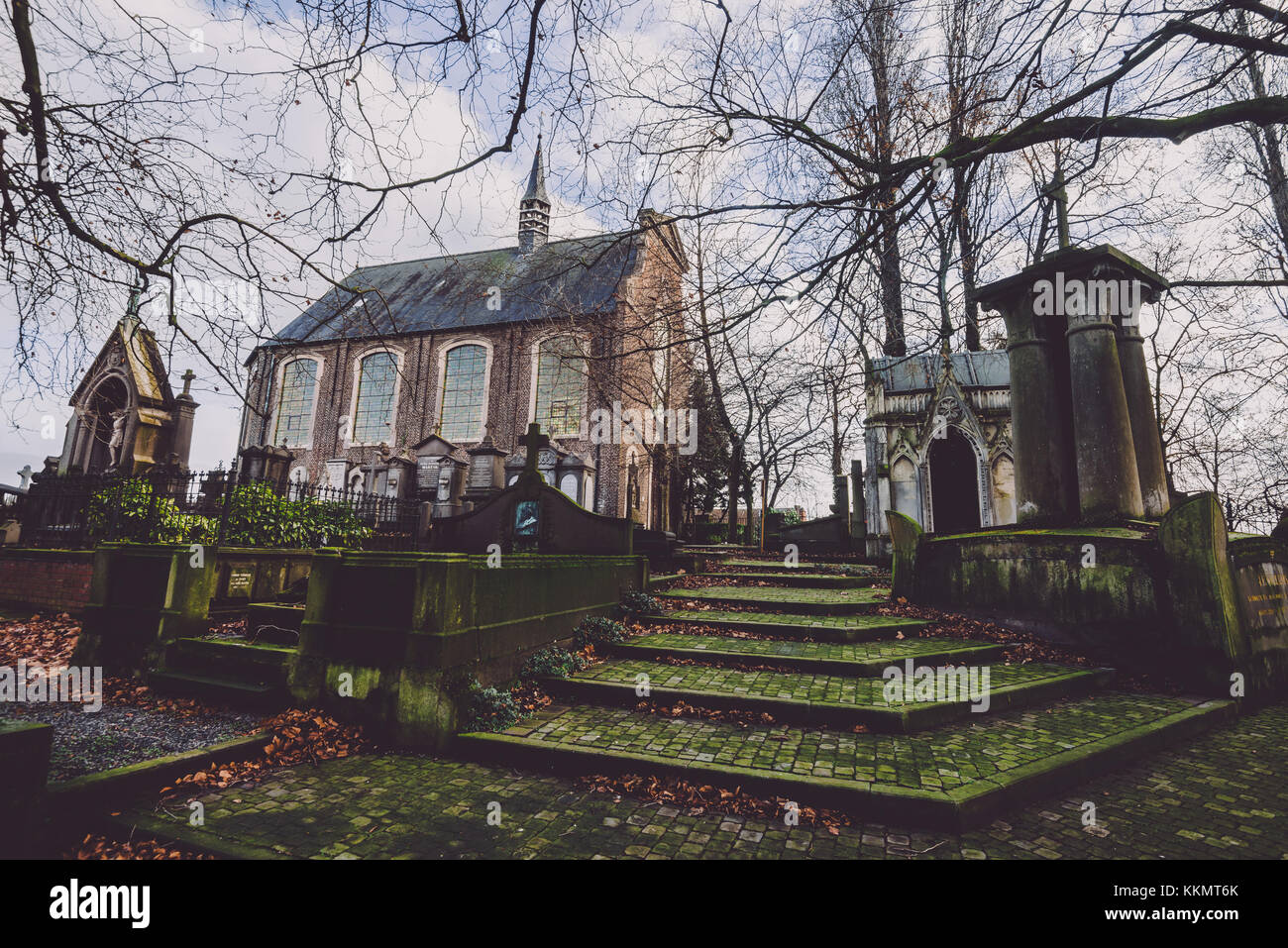 Historic Cemetery and Chapel in Ghent, Belgium Stock Photo