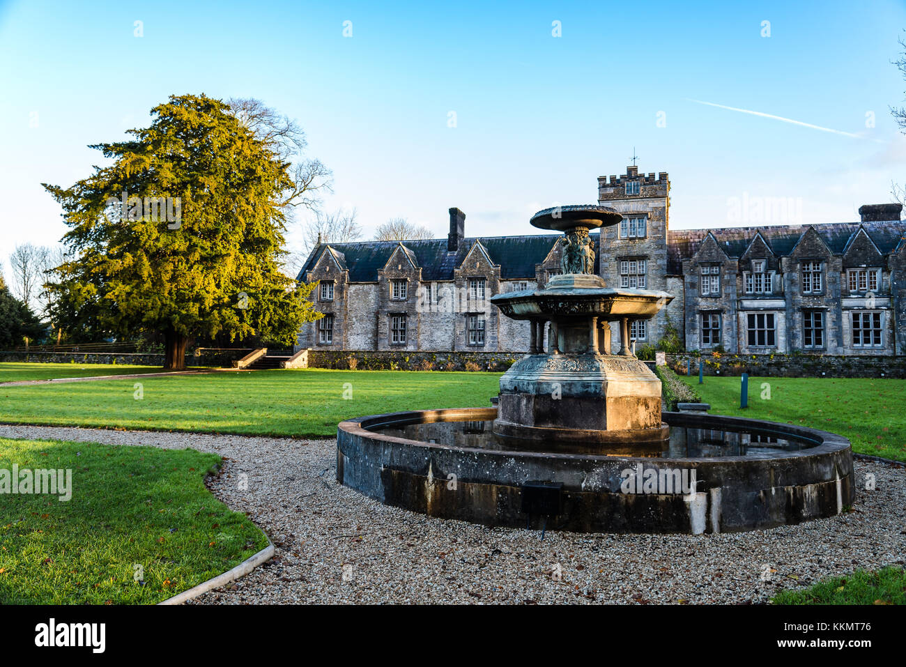 Castle of Mallow and gardens at sunrise Stock Photo