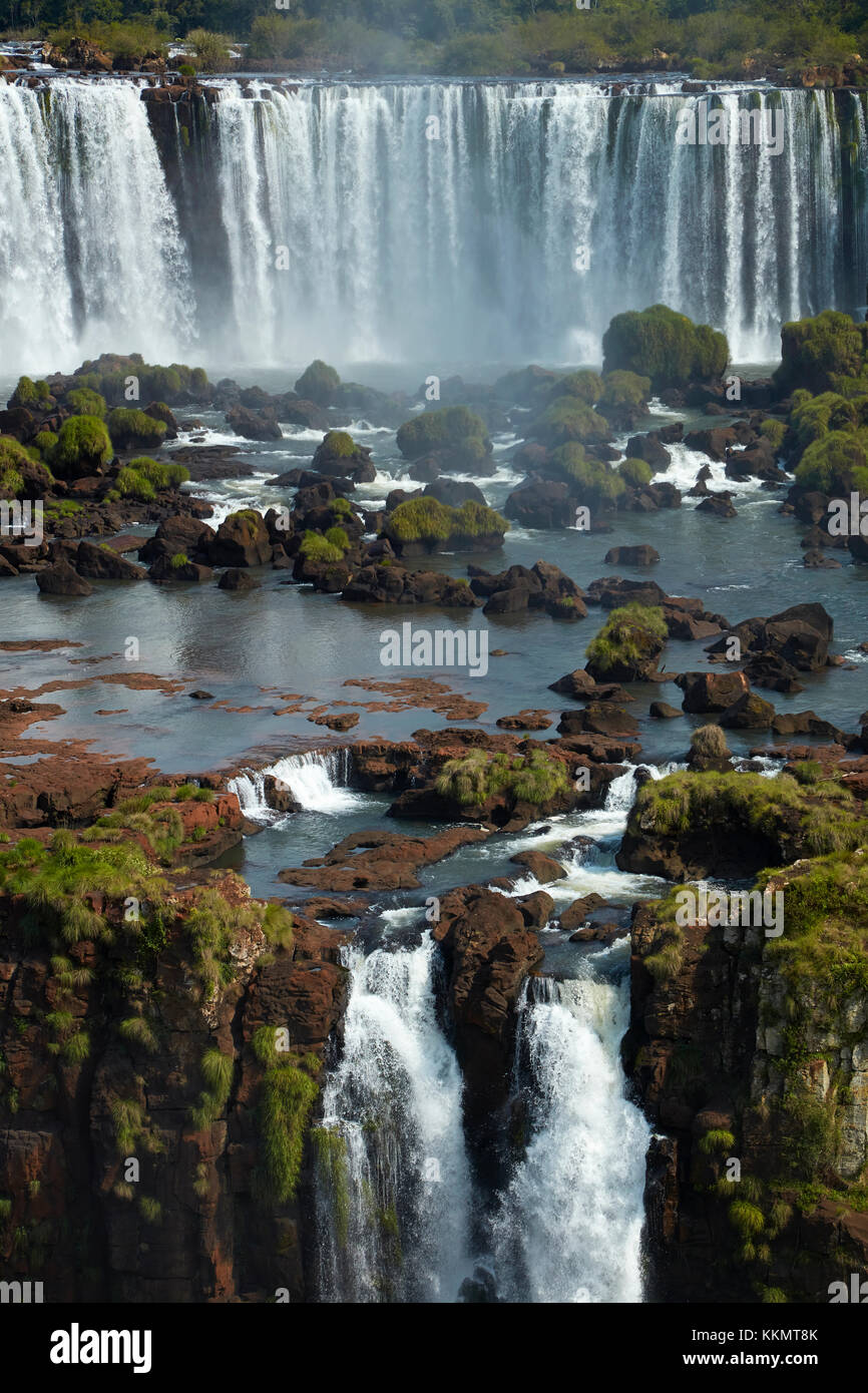 Salto Rivadavia and Salto Tres Musqueteros, Iguazu Falls, Argentina, seen from Brazil side, South America Stock Photo