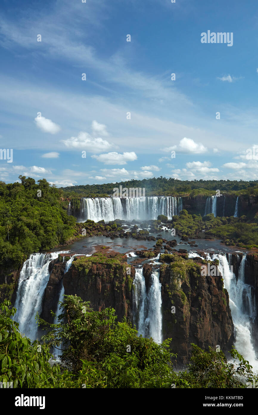 Salto Rivadavia and Salto Tres Musqueteros, Iguazu Falls, Argentina, seen from Brazil side, South America Stock Photo