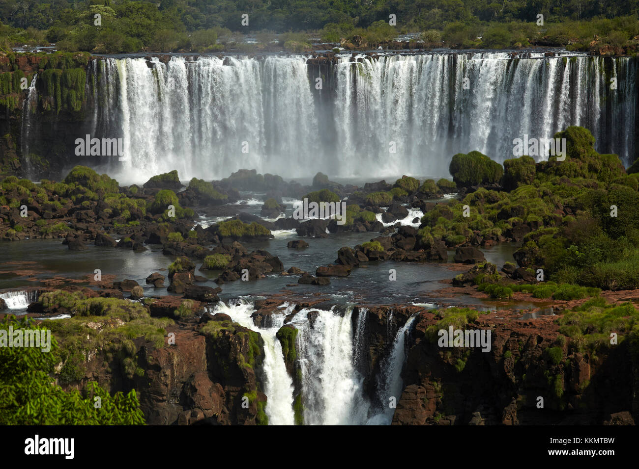 Salto Rivadavia and Salto Tres Musqueteros, Iguazu Falls, Argentina, seen from Brazil side, South America Stock Photo