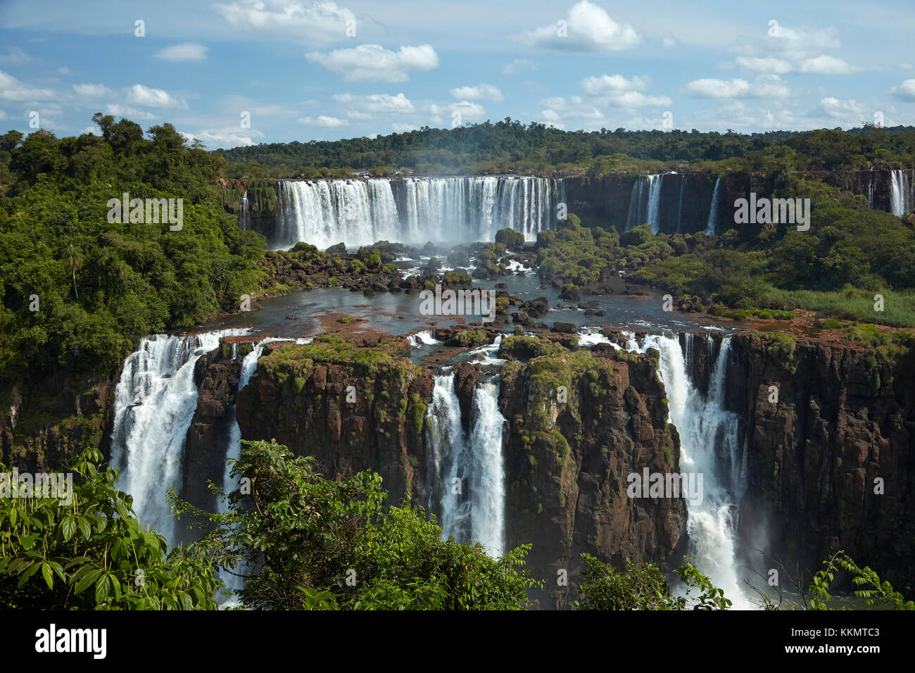 Salto Rivadavia and Salto Tres Musqueteros, Iguazu Falls, Argentina, seen from Brazil side, South America Stock Photo