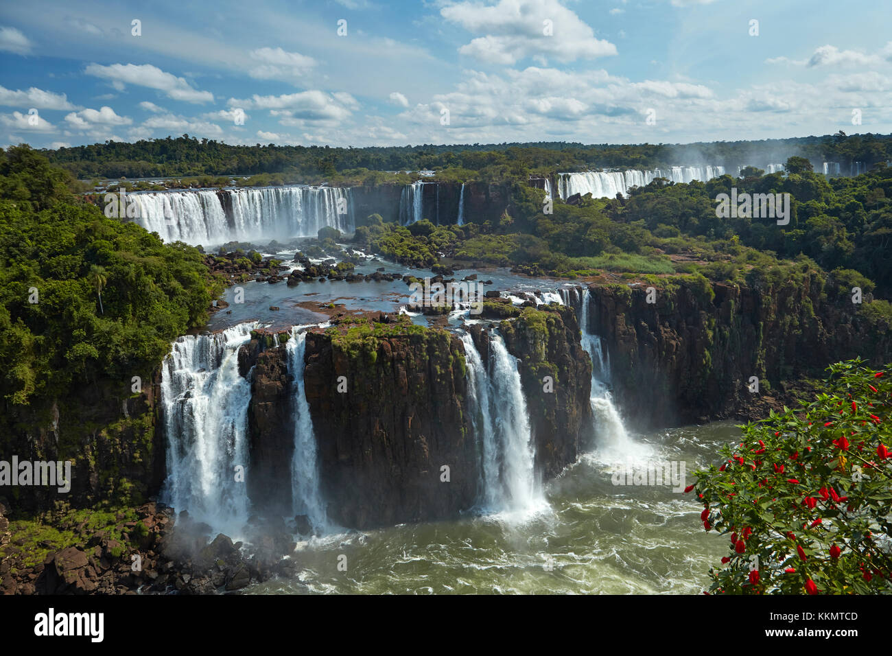 Salto Rivadavia and Salto Tres Musqueteros, Iguazu Falls, Argentina, seen from Brazil side, South America Stock Photo