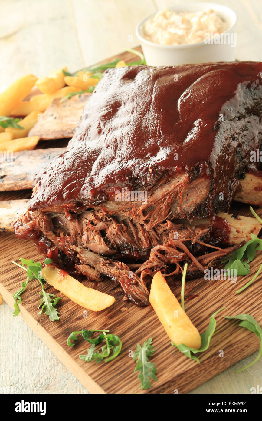 beef ribs in bbq sauce Stock Photo Alamy