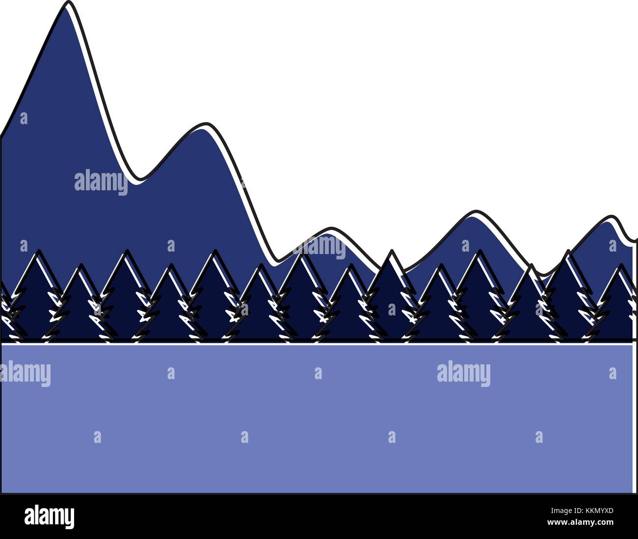natural mountains with tree pines forest landscape Stock Vector Image ...