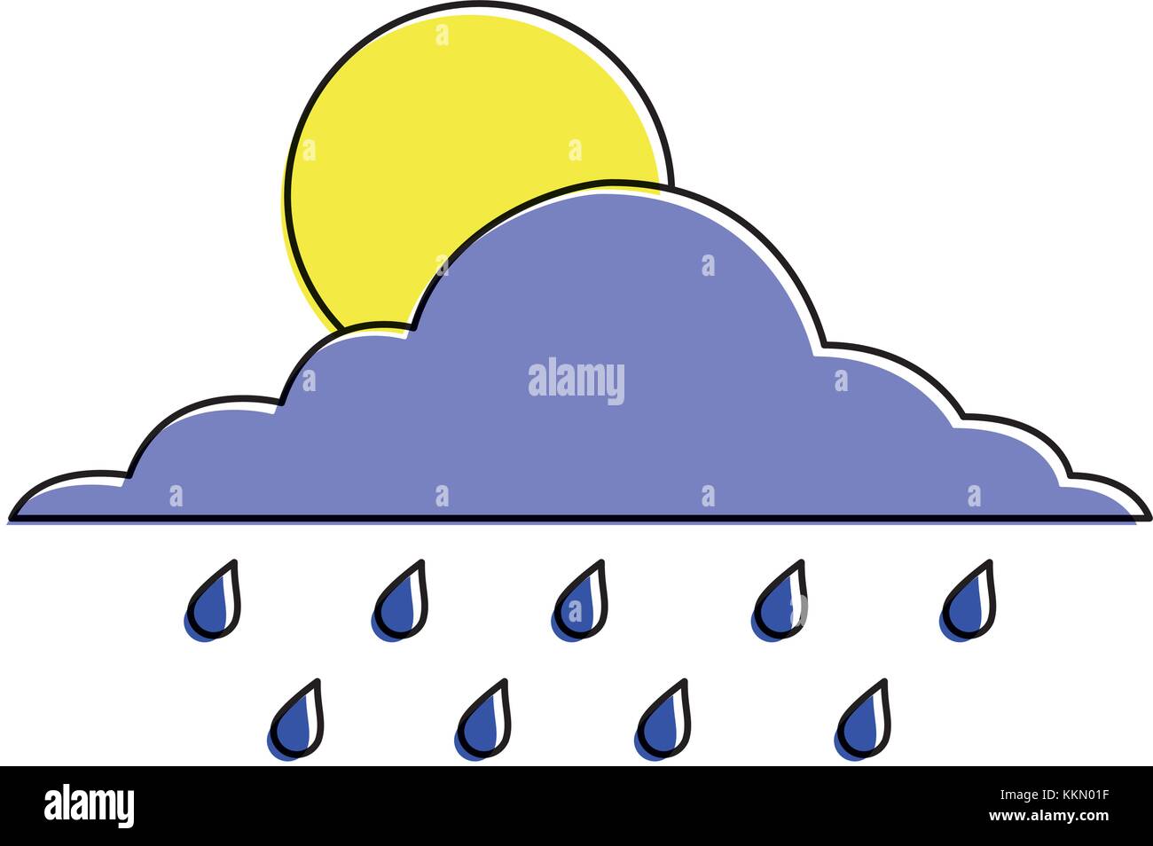 cloud sun and drops rain weather sky Stock Vector Image & Art - Alamy