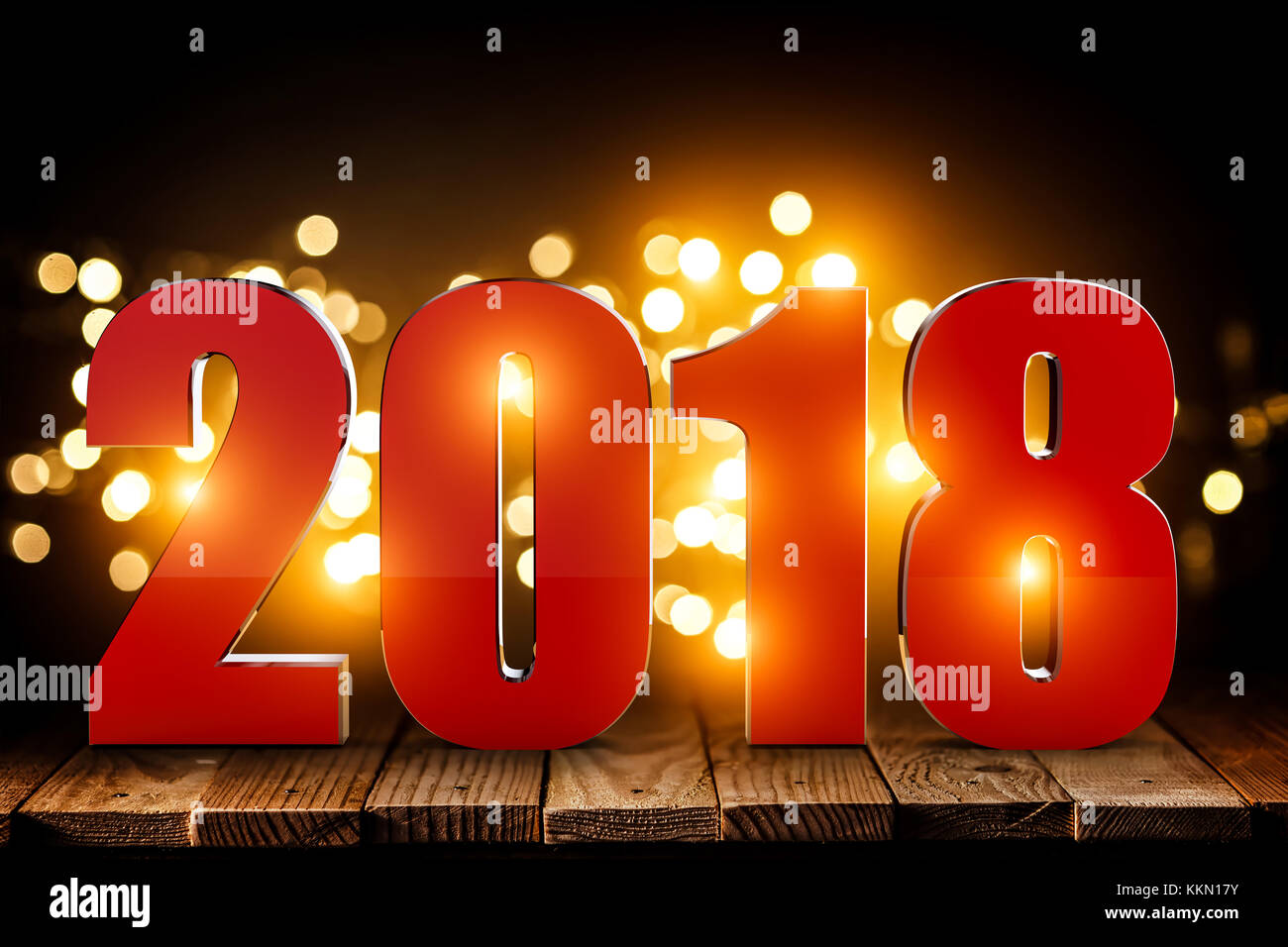 2018 text and blurred light background 3d rendering image Stock Photo